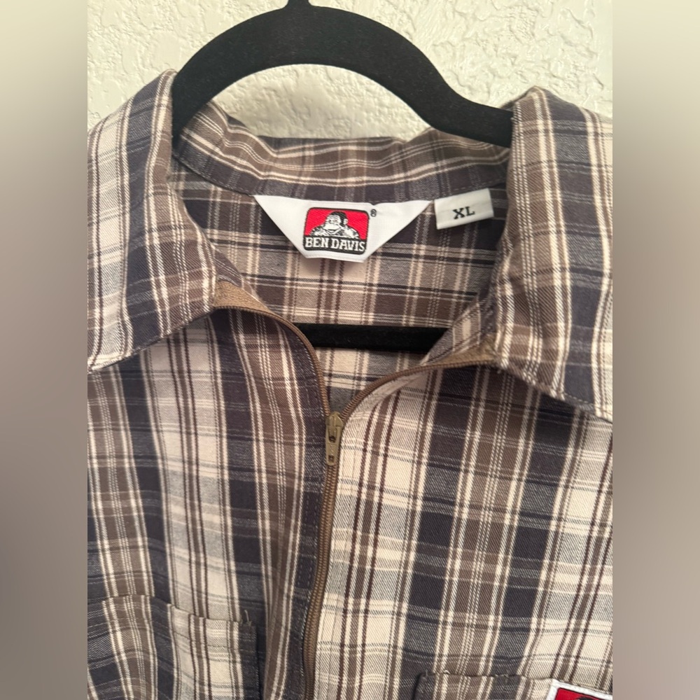 Work Wear & Utility Shirt Ben Davis Shirt Sleeve Plaid 1/2 Zipper closure. - Picture 7 of 17